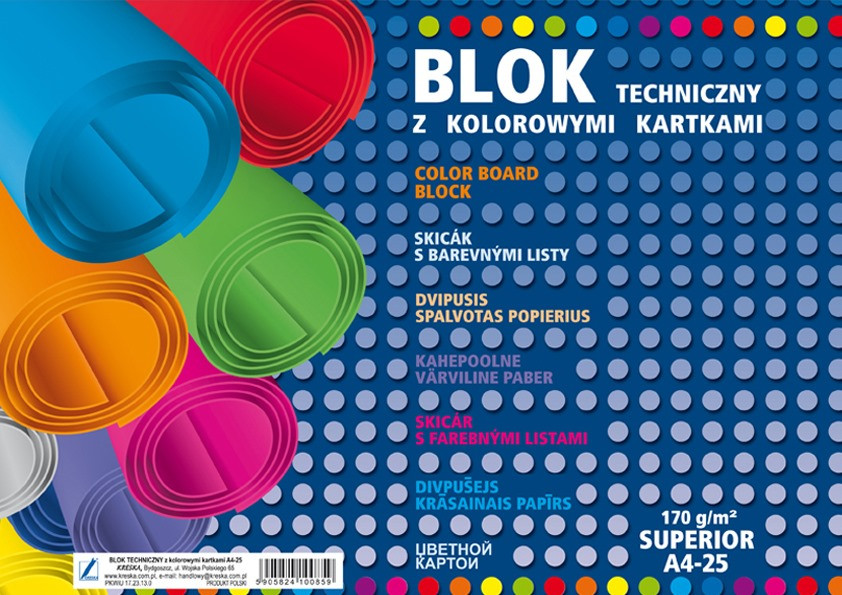 Blok techniczny A3 25k. kolorowy Kreska